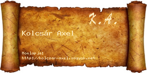 Kolcsár Axel névjegykártya